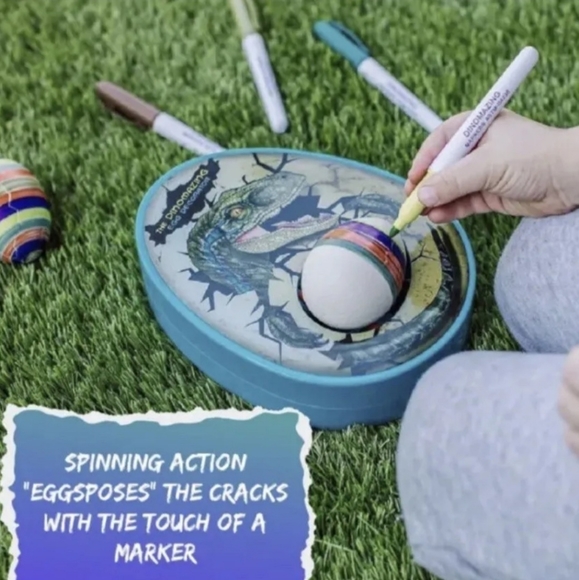 Egg Mazing DinoMazing Egg Decorator w/ Non Toxic Markers Dinosaur Craft Toy - Picture 9 of 16